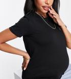 Asos Design Maternity Ultimate Cotton T-shirt With Crew Neck In Black - Black