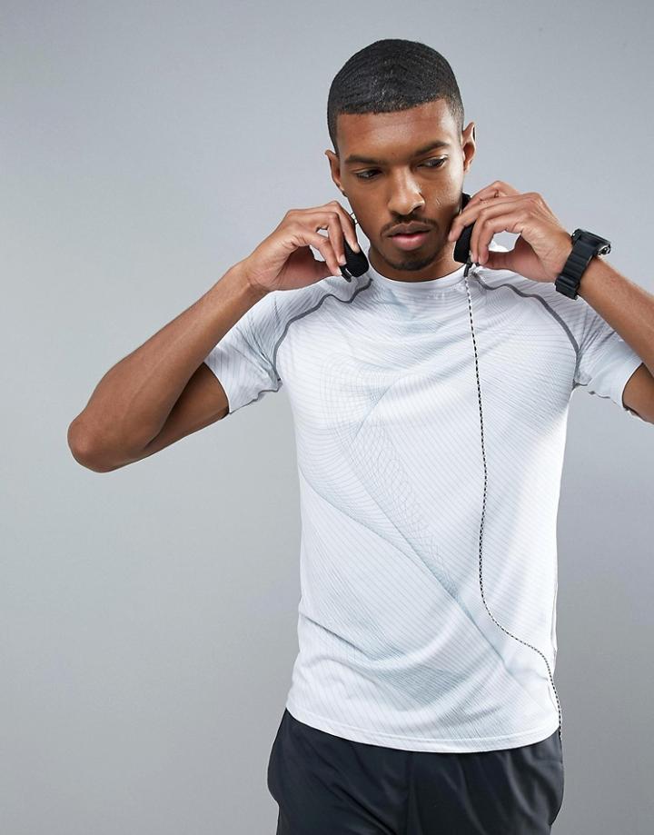 New Look Sport T-shirt With Gray Linear Print - White