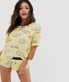 Asos Design Simpsons Eyes Pyjama Short Set - Multi
