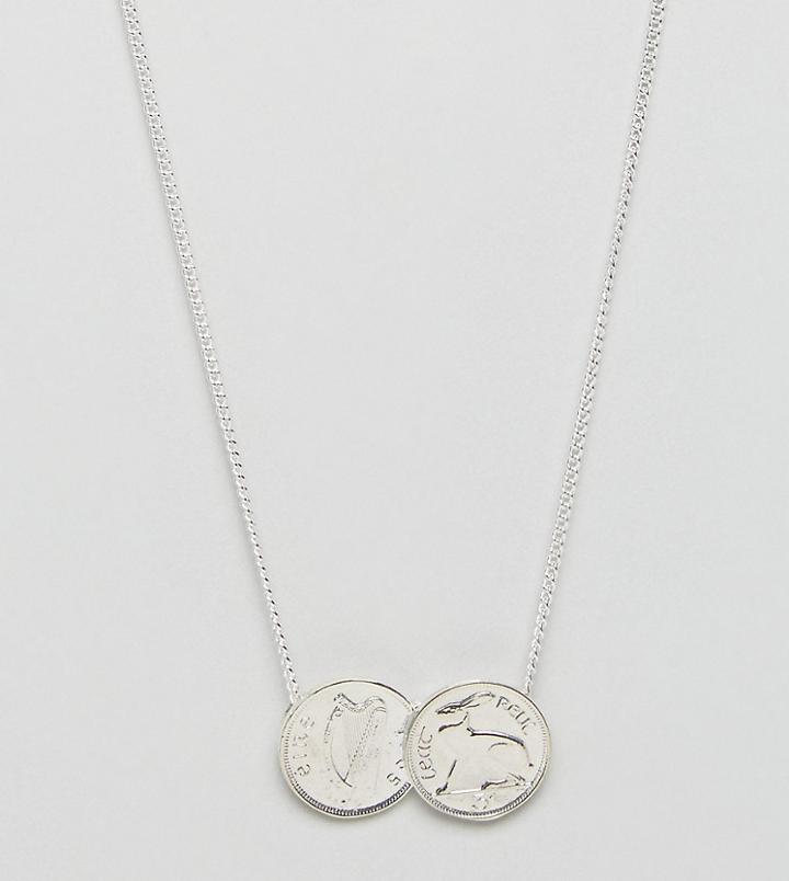 Katie Mullally Silver Irish 3p Double Coin Pendant Necklace - Silver