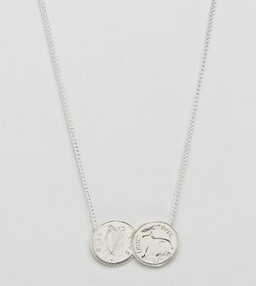 Katie Mullally Silver Irish 3p Double Coin Pendant Necklace - Silver
