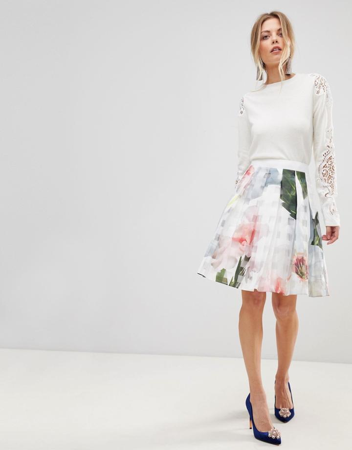 Ted Baker Vanta Full Skirt In Chatsworth Burnout - Multi