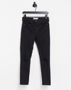 Topshop Jamie Super-rip Jeans In Black