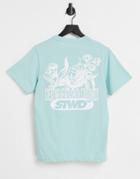 Pull & Bear T-shirt With Back Print In Sage-green