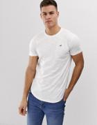 Hollister Icon Logo Curved Hem T-shirt In White