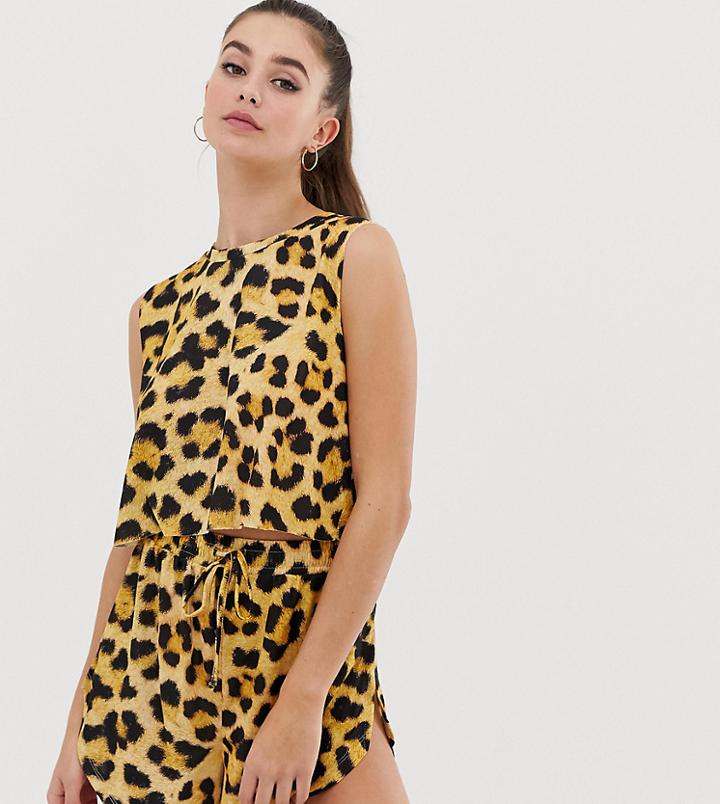Asos Design Tall Animal Print Jersey Beach Shorts Two-piece - Multi