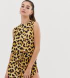 Asos Design Tall Animal Print Jersey Beach Shorts Two-piece - Multi