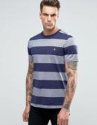 Lyle & Scott Block Stripe T-shirt Eagle Logo In Navy - Navy
