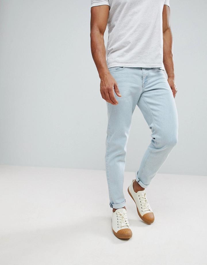 Asos Slim Jeans In Flat Light Wash - Blue