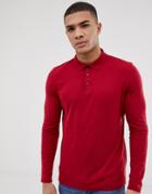 Asos Design Long Sleeve Jersey Polo In Red