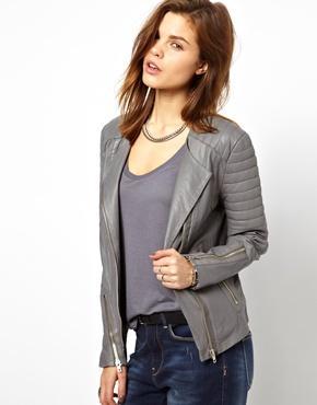 2nd Day Godiva Leather Biker Jacket - Gray