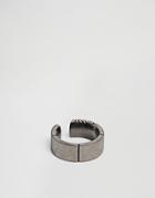 Vitaly Sector Ring In Antiqued Steel - Silver