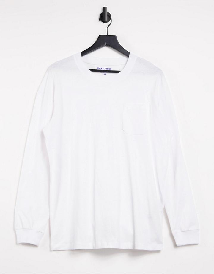 Jack & Jones Core Boxy Long Sleeve T-shirt In White