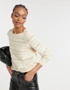 Vero Moda Sweater With Patterned Knit In Cream-white