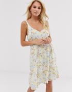 Vila Ditsy Floral Mini Dress With Open Back-multi