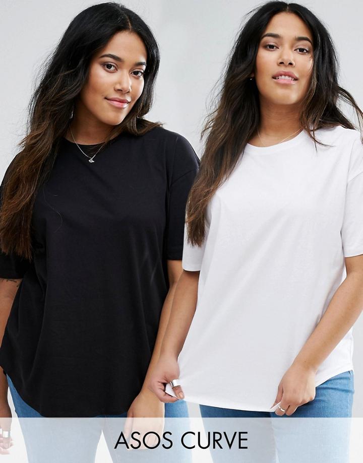 Asos Curve Ultimate T-shirt Easy With Curved Hem 2 Pack - Multi