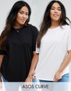 Asos Curve Ultimate T-shirt Easy With Curved Hem 2 Pack - Multi