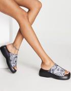 Asos Design Free-spirit 90s Chunky Sandals In Gray Multi