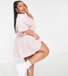 Asos Design Curve Oversized Mini Smock Dress With Dropped Waist In Red And White Stripe