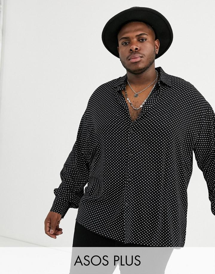 Asos Design Plus Oversized Drop Shoulder Spot Shirt