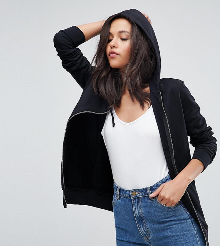 Asos Design Zip Through Hoodie - Black