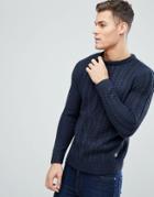 Jack & Jones Knitted Sweater With Cable Knit Detail - Navy