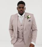 Asos Design Plus Wedding Skinny Stretch Cotton Suit Jacket In Mink - Beige