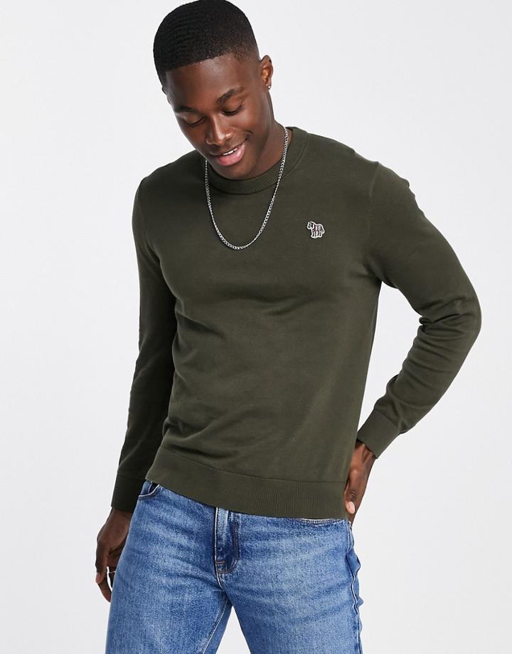 Ps Paul Smith Zebra Logo Sweater In Olive-green