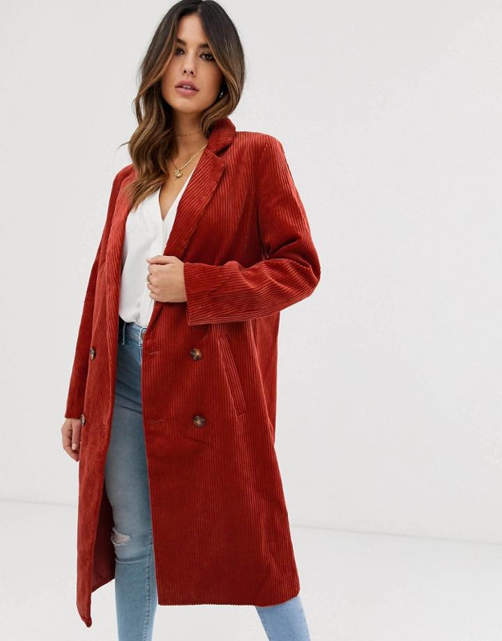 Asos Design Cord Coat-brown