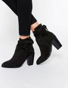 Asos Elishia Suede Slouch Ankle Boots - Black