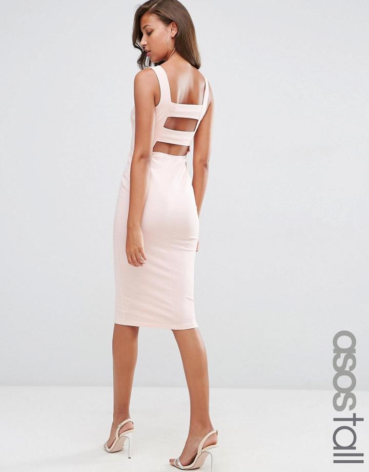 Asos Tall Strap Back Pini Bodycon Midi Dress - Pink