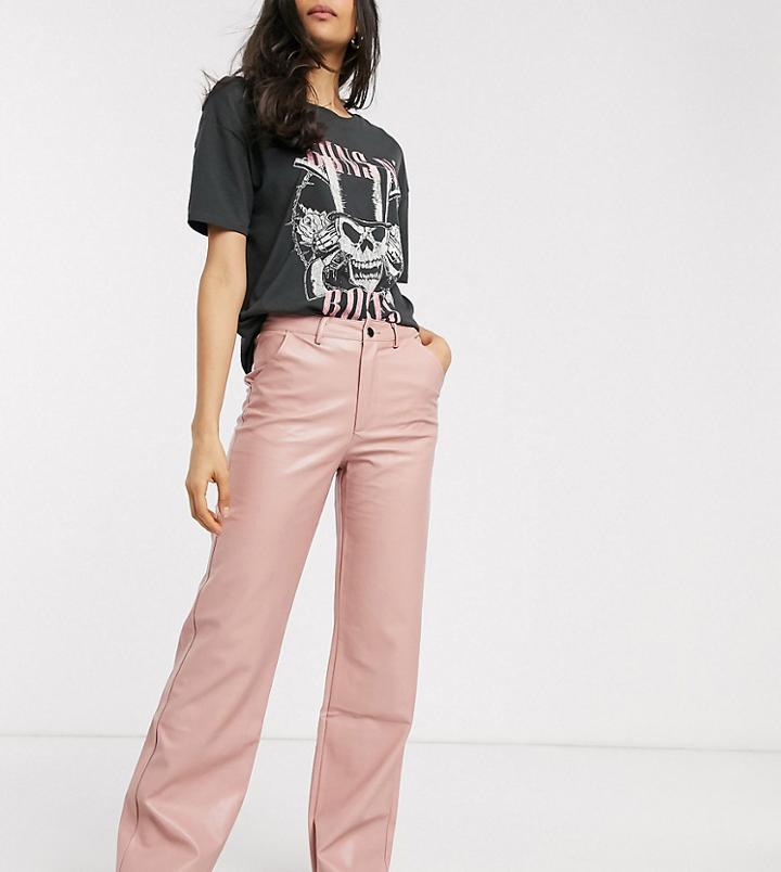 Wild Honey Wide Leg Pants In Faux Leather-pink