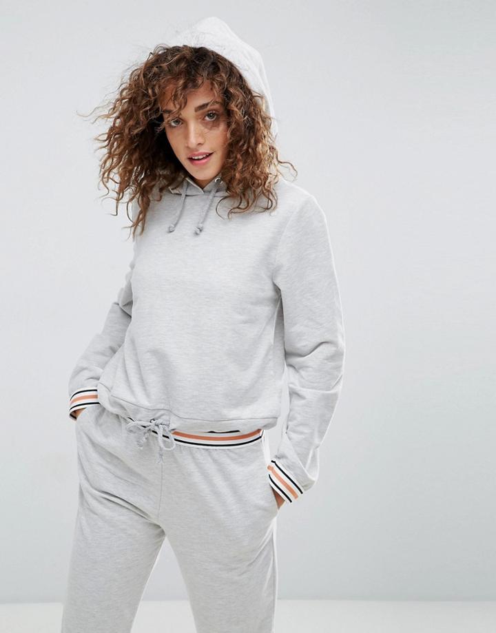 Asos Stripe Elastic Parachute Hoody - Gray