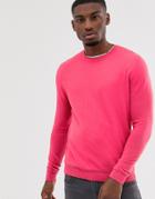 Asos Design Cotton Sweater In Pink