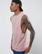 Asos Sleeveless T-shirt With Dropped Amrhole - Pink