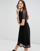 Wal G Lace Sleeve Skater Dress - Black