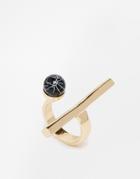 Monki Long Bar And Stone Ring - Gold