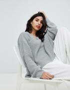 Micha Lounge Ribbed Oversized Sweater - Gray