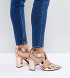The March Rose Gold Cross Strap Heeled Shoes - Gold