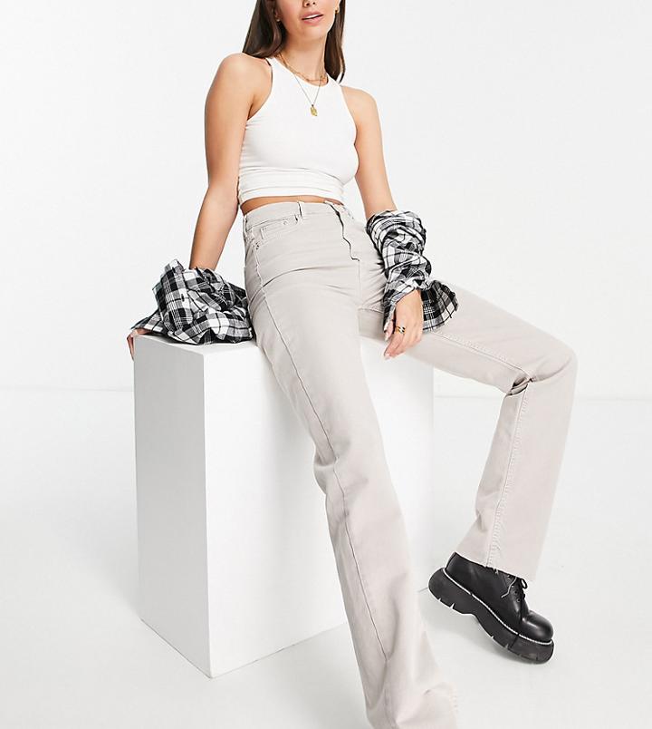 New Look Tall High Rise Straight Jean In Stone-neutral