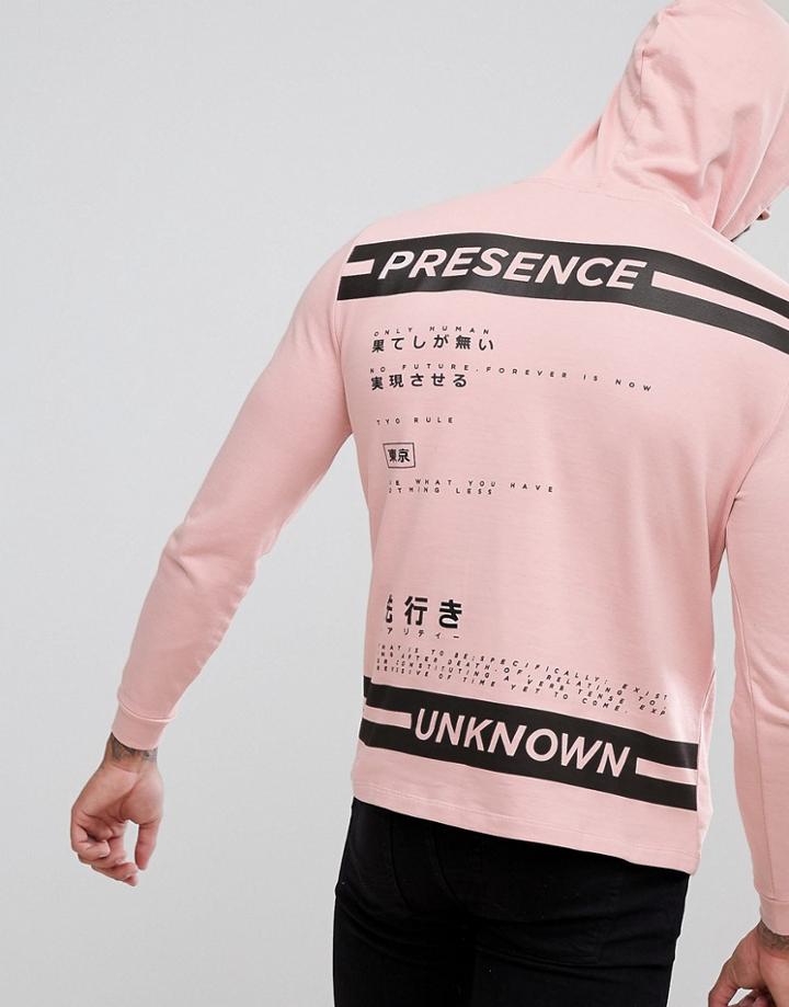 Asos Hoodie With Back Print In Pink - Pink