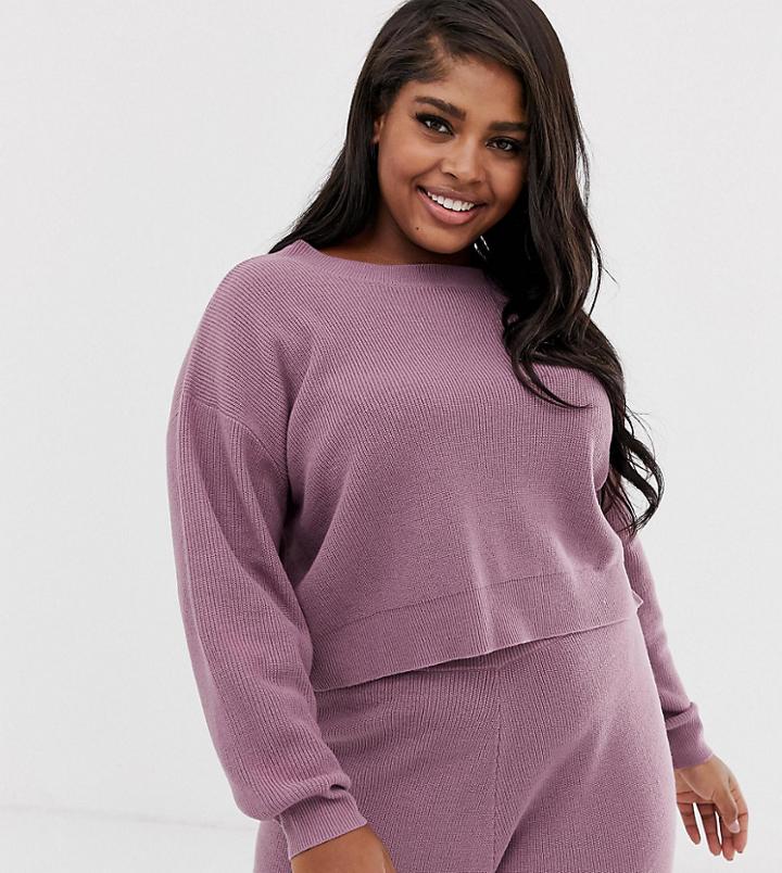 Asos Design Curve Lounge Knitted Relaxed Sweat-purple