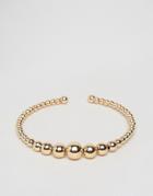 Asos Metal Bead Open Cuff Bracelet - Gold