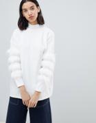 Amy Lynn High Neck Sweater With Sleeve Detail - Cream