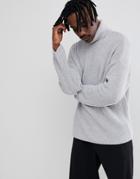Asos Design Relaxed Fit Roll Neck Sweater In Gray - Gray