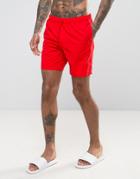 Asos Swim Shorts In Red Mid Length - Red