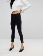 Asos Lisbon Skinny Mid Rise Jeans With Twisted Seams In Washed Black - Black
