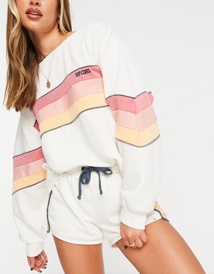 Rip Curl Golden State Oversized Crew Neck Sweater Set In Cream-white