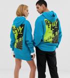 Collusion Unisex Hoodie With Back Print - Blue