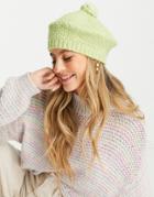 Monki Recycled Knitted Beret In Green